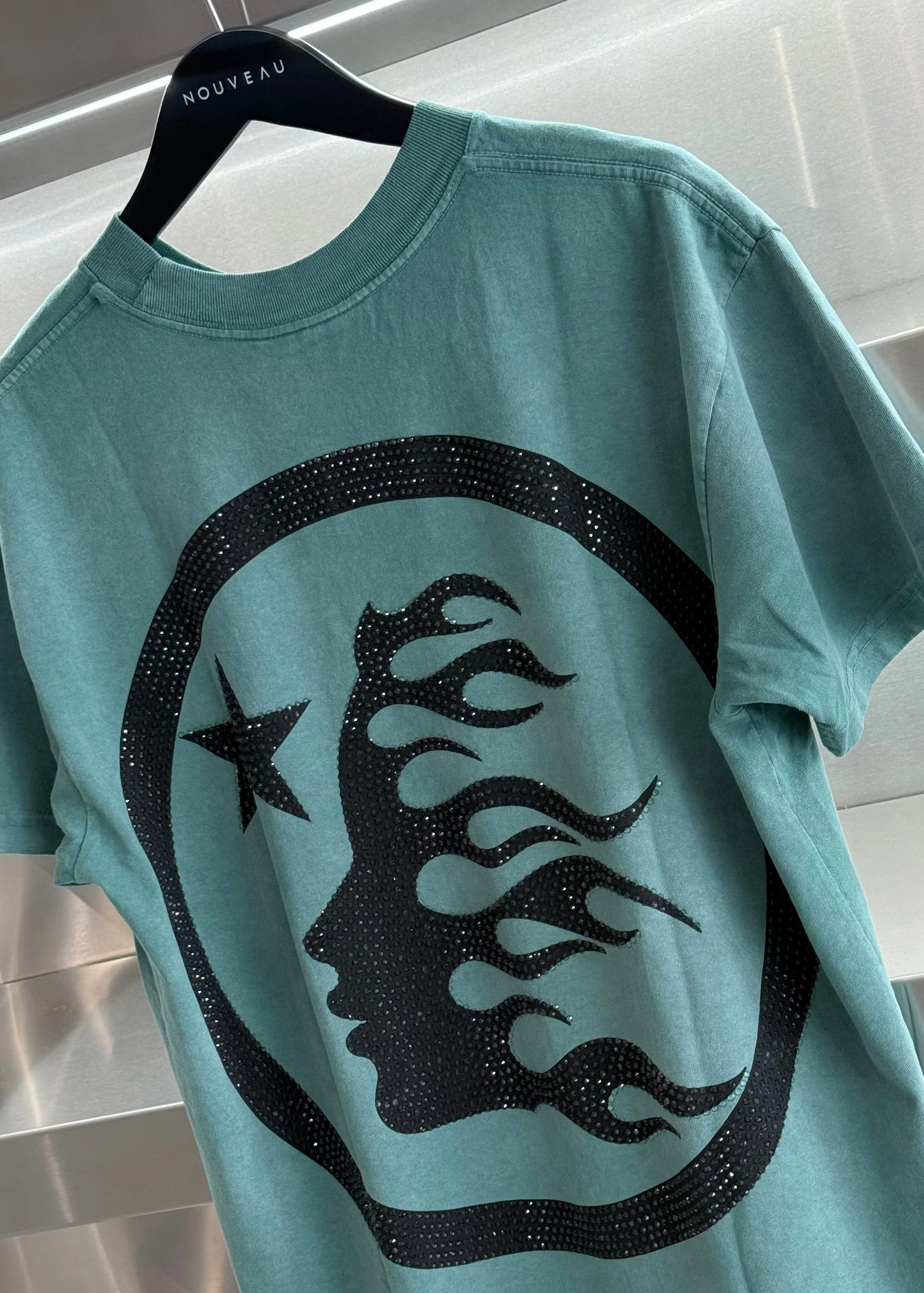 Hellstar | Classic Logo Tee (Rhinestones) "Green" - Image 4